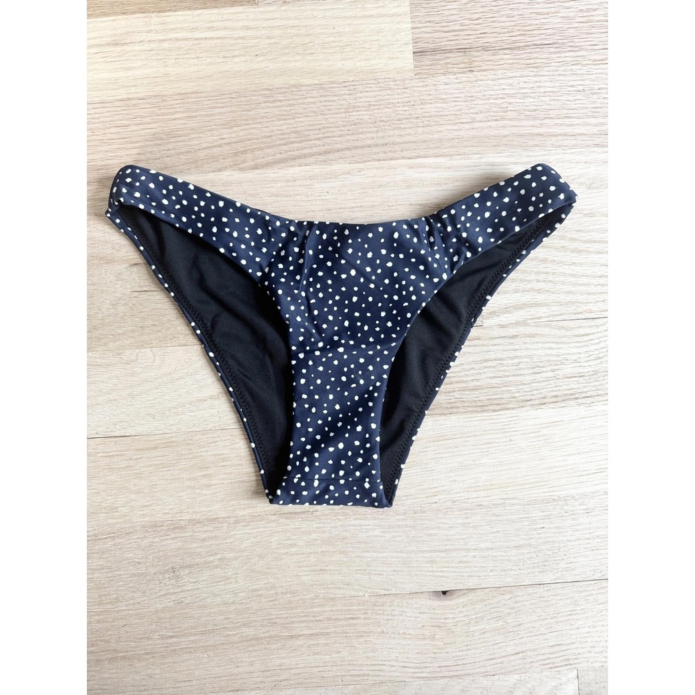 J Crew Reimagined Navy White‎ Polka Dot Bikini Bottoms XXS Recycled